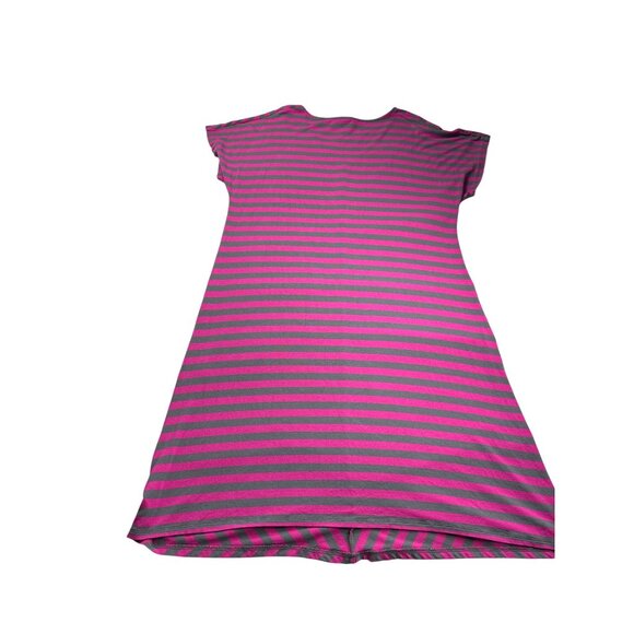 Merona Womens Pink Gray Striped A-Line T-Shirt Dress Size L Knee Length - Picture 2 of 5